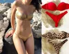 Kadın Mayo 2023 Seksi 2pcs Mayo Plaj Giyim Womens Bikini Seti Bandeau Mayo Takımına Kadın Biquini Leopar Baskı