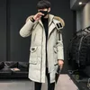 Men's Down 2023 Winter Jacket Middle Long Coat Thickened Korean Version Of Couple's Warm Hooded Big Hairband