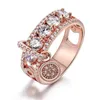 Ins Stunning Wedding Rings Luxury Jewelry 925 Sterling Silver Rose Gold Fill Pave White Sapphire CZ Diamond Party Promise Women Engagement disc Bridal Ring Gift
