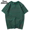 T-shirts pour hommes Harajuku Stripe T Shirt Hommes Casual T-Shirt À Manches Courtes D'été Hip Hop Tshirt Streetwear Casual Tops Tees Noir Blanc Vert 230404