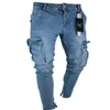 New Mens Jeans Distressed Ripped Biker Modern Jeans Slim Fit Motorcycle Biker Denim Jeans Fashion Stylist Pencil Pants264D