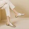 Sandálias Phoentin Alta Qualidade Chinelos Ao Ar Livre Mulheres Square Toe Mules Sapatos Chinelo Verão Elegante Sandálias de Prata de Ouro FT2366 230404