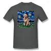 Heren t shirts Golden Retriever Night Basic Sort Sleeve T-Shirt Dog Papa Shirt EUR/USA MAAT