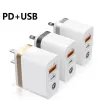 USB 18W Adapter ładowarki Wall Typ C PD 2.4A Szybkie ładowanie US Plug ładowarka dla wszystkich telefonów Samsung Huawei z pudełkiem detalicznym