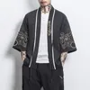 Roupas étnicas yukata haori robe dragão phoenix estilo chinês kimono cardigan casaco japonês homem bordado de algodão vintage streetwear 4xl