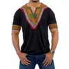 Ubranie etniczne Summer African Men T-shirty Dashiki Africa Top Print Rich Bazin Casual Short Sleeve T Shirt Man Folk Streetwear