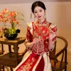 Ethnic Clothing Traditional Women Wedding Dress Toast Bride 2023 Tang Suit Modern Sequins Beading Tassels Cheongsam Red Qipao