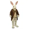 2024 Bonito Mr. Rabbit Mascot Costume Traje de coelhinho da Páscoa Roupa de adereços de corpo inteiro