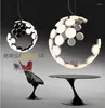 Pendant Lamps Italian Designer Lamp Moon White Black Color Suspension Bedroom Dining Room Kitchen Island Chandelier