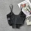 Женские танки Ins Sexy Lady Camisole Black Lace Bra Женская каминская бриллиантовая рыбная рукавочная планка