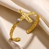 Bangle Boheemse Turquoise Kruisarmband voor vrouwen Verstelbare roestvrijstalen geplooide sieraden Pulseras Mujer