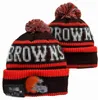 Hombres de punto con puños Pom Cleveland Gorros CHI Bobble Sombreros Deporte Sombrero de punto Rayas Sideline Lana Cálida Gorros de béisbol Gorra para mujeres a8