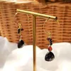 Dangle Earrings Lii Ji Natural Triangle Black Spinel Red Garnet 925 Sterling Silver 18K Gold Plated Handmade Drop Elegant Jewelry