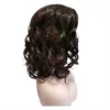 perruque de cheveux humains pour les femmes 16 pouces de profondeur brun glam bouclé vague espagnole grâce à vague brun foncé, perruques