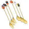 Spoons Fork Stainless Steel Dinner Spoon Kitchen Dessert Halloween Cake Restaurant Cutlery Pumpkin