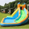 Bakgård Water Slide Uppblåsbar vattenpark Playhouse för barn Backyard Outdoor Play Fun With Climbing Wall Splash Pool Blow Up With Flower and Ball Pit Party Gifts