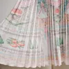 Zweiteiliges Kleid Runway Zweiteiliger Rock Faltenanzug Damen High Neck Vintage Print All-Match Strechy Slim Top und Rock 2-teiliges Set Damen Outfits 2024