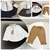 Barndesigner Spring och Autumn New Long-ärmskjorta med byxor Set Letter Brodery Check Lapel Casual Fashion Children's Two-Piece Set F018