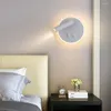 Lampada da parete Faretto da lettura da comodino a LED Nordico Semplice Rotondo Camera da letto Doppio comando Rotante con interruttore