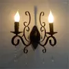 Lampa ścienna Retro Loft White Black Iron Crystal Lighting Optora Forbedroom Restaurant Aisle Pub Cafe Lantern Sconce