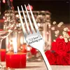 Dinnerware Sets 1PC Stainless Steel Knife Fork Spoon Tableware Portable Engraved Letter Print Forks Holiday Gifts Kitchen