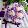 装飾的な花ゴージャスな花嫁の花の花束diyハンドクラフトリアルタッチエヴァローズバンチレースリボンボウタイ甘い結婚式の飾り
