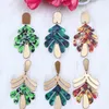 Boucles d'oreilles pendantes bohème coloré acrylique plante feuilles goutte boucle d'oreille pour les femmes creux Simple mode été déclaration Bijoux Bijoux