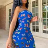 Lässige Kleider Sommer Butterfly Print Einteiliges Kleid Ärmellose Spaghettiträger Sexy Open Back Women Body Beach Outfits