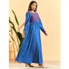 Ethnic Clothing Muslim Women Lace Patchwork Long Dress Floral Sleeve Abaya Arab Jilbab O-neck Casual Plus Size Turkish Dubai Robe Gown