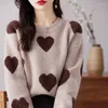 Kadın Sweaters Sonbahar ve Kış Yuvarlak Boyun Kaşmir Alt Pulover Aşk Graffiti Yün Örme Ceket Uzun Kollu Sweater