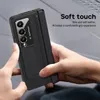 Hoge kwaliteit voor Samsung Galaxy Z Fold 4 Fold 5 Case Stand Glas Front Film Lederen Scharnier Bescherming Cover