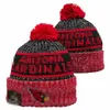 Men Knitted Cuffed Pom Arizona Beanies ARI Bobble Hats Sport Knit Hat Striped Sideline Wool Warm BasEball Beanies Cap For Women A1