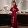 Ethnic Clothing Elegant Chinese Style Bridal Toasting Cheongsam Dress Wind Red Traditional Qipao Vintage Wedding Evening Dresses