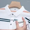 Erkek Polos Tasarımcı Kalite Polo Gömlek 2023 Yaz Şerit Baskı Kısa Kollu İngiliz Trendi Moda T-Shirt Çok yönlü gündelik giysiler
