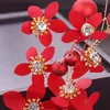 Naszyjnik Zestaw Kobiety Chiński styl czerwony kwiat opaska na głowę symulacja ślubna Pearl Headpiece Delikatna opaska do włosów na