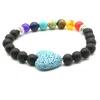 Strand Heart Lava Stone Diffuseur d'huiles essentielles 7 Perles d'énergie Chakra Healing Balance Reiki Bouddha Prière Bijoux Hommes Femmes Bracelet Perlé