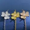 Neue Mode dreiblättrige Blumenkette Armband Frauen Glück Halskette mit Diamanten Gold Silber Rose Vergoldung Ohrring Halskette Armreif Designer Schmuck VAF-2700