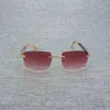 2023 óculos de grife de designer Modelo de madeira natural homens búfalo chifre sem aro óculos femininos acessórios de metal moldura Oculos Square Gafas para óculos de sol do clube