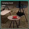 Mobília de acampamento dobrável mesa redonda para acampamento piquenique portátil jantar leve equipamento retro