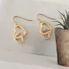 Dangle Earrings Lovely Gold Color Plating Clear Stone Decorated Heart Link Drop For Women Girl Elegant Casual Girly Daily Party Jewelry