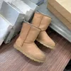 Diseñador Clásico Ultra Mini Botas Botas de nieve Plataforma Corta Mujeres Hombres Piel Piel de oveja Tasman Tazz Castaño Arena Mostaza Semilla Beige Australian Winte