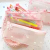 Blyertspåsar Ankomst Pretty PVC Cherry Blossoms Sakura Case Pouch Bag For Girls Gift Korea School Stationery