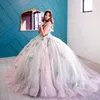 Seksowna sukienka z dekoltem w szpic 16 quinceanera na ramiona aplikacja kwiatowa suknia kulowa księżniczka sukienka urodzinowa vestidos de