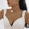 Fashion Imitation Pearl Choker för kvinnor Elegant Gold Silver Color Metal Choker Statement Chain Halsband Nya smycken