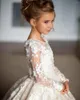 Mädchenkleider Weiß Elegante Blume Für Hochzeit Schleife Kleine Braut Prinzessin Kinder Sheer Neck Geburtstag Ballkleid Festzug Abend Party