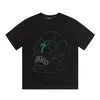 Mens T Shirts Womens Tees Rider Embroidery Skull Short Sleeve T-shirt High Street Loose Round Neck