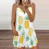 Abiti casual Ananas Stampato La Spalla Estate Per Abbigliamento Donna 2023 Abito Largo Occasione Formale Dropshiping