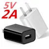 High Speed ​​5V 1A 2A EU US AC Home Travel Wall Charger Power Adapters för iPhone 7 8 11 12 Samsung S10 S20 HTC F1