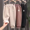 Calças crianças calças de pelúcia inverno meninos solto ajuste esportes engrossado quente casual leggings à prova de vento para 2-6y