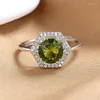 Clusterringen zeshoekig uitgehold olijfgroen dames open ring bling hoge kwaliteit huwelijksverjaardag cadeau-sieraden